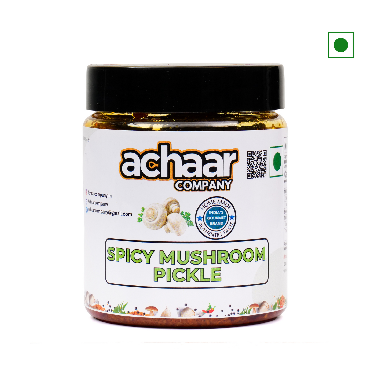 Spicy Mushroom Pickle Pack of 1 (340g) | No Artificial Preservative