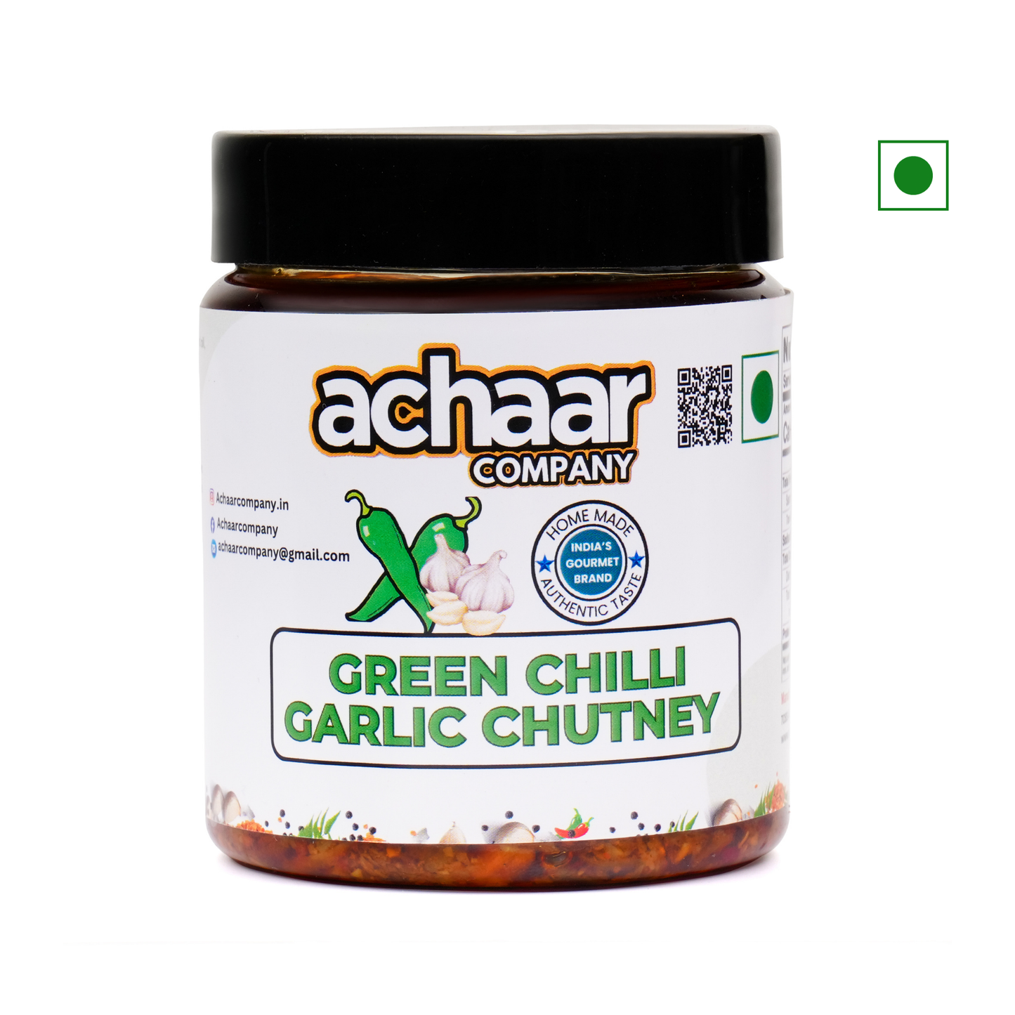 Green Chilli Garlic Chutney Pack of 1 (200g) | No Artificial Preservative