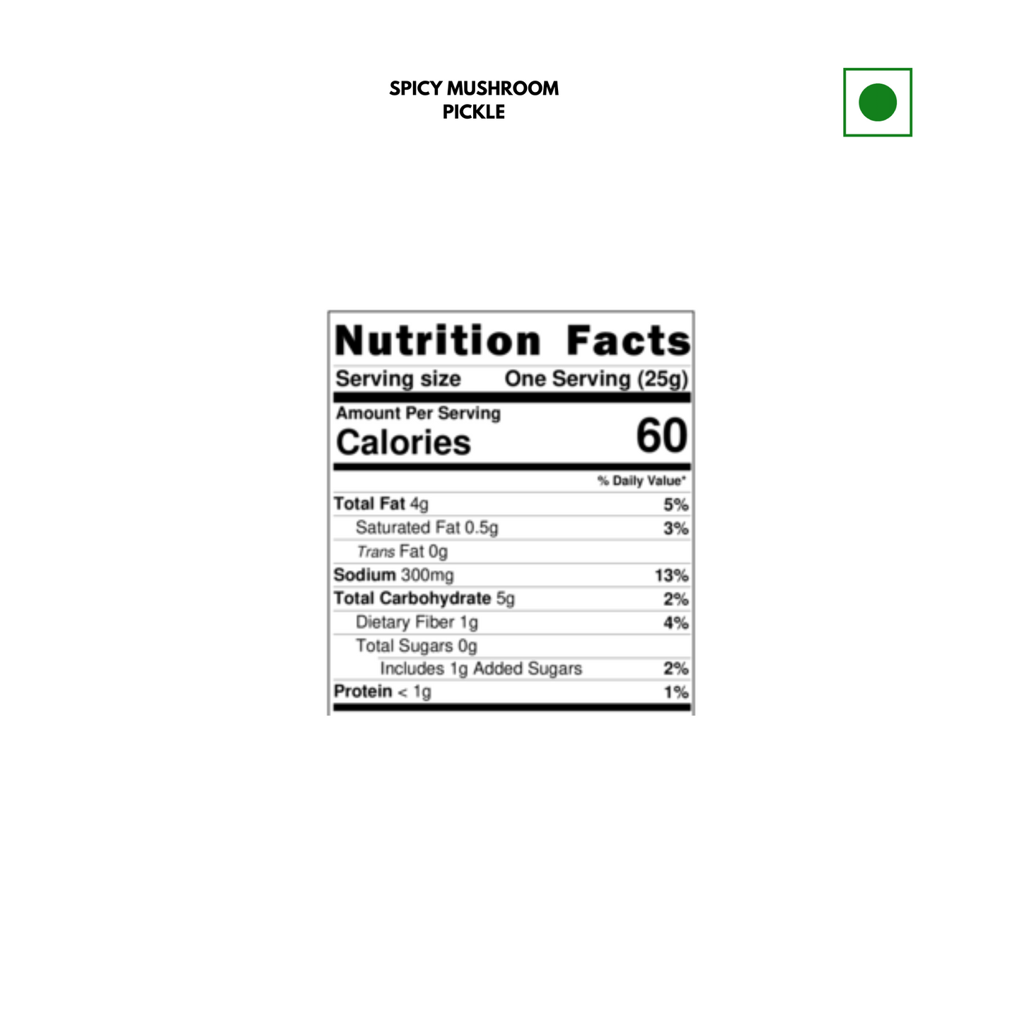 Spicy Mushroom Pickle Pack of 1 (340g) | No Artificial Preservative