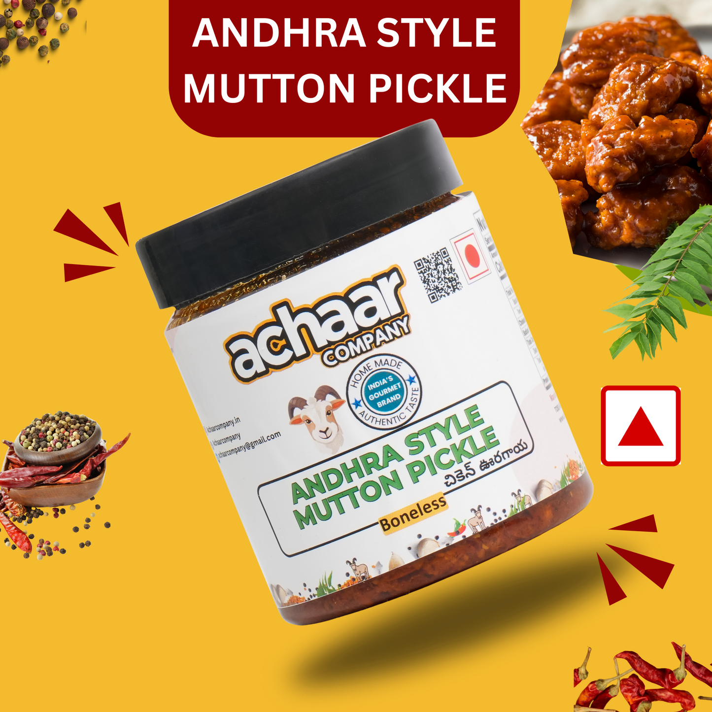 Andhra Style Mutton Pickle Pack of 1 (200g) | No Artificial Preservative