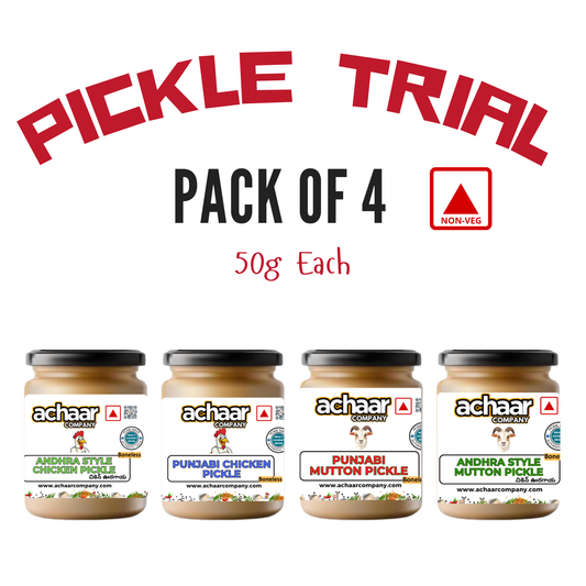 Non Veg Pickles Classic Trial pack of 4 (50g each) | No Artificial Preservative