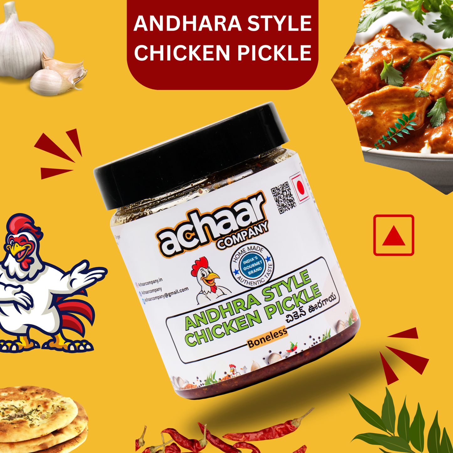 Andhra Style Chicken Pickle Pack of 1 (340g) | No Artificial Preservative